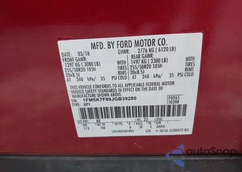 2018 Ford Explorer Limited from USA, damaged, VIN 1FM5K7F89JGB39280